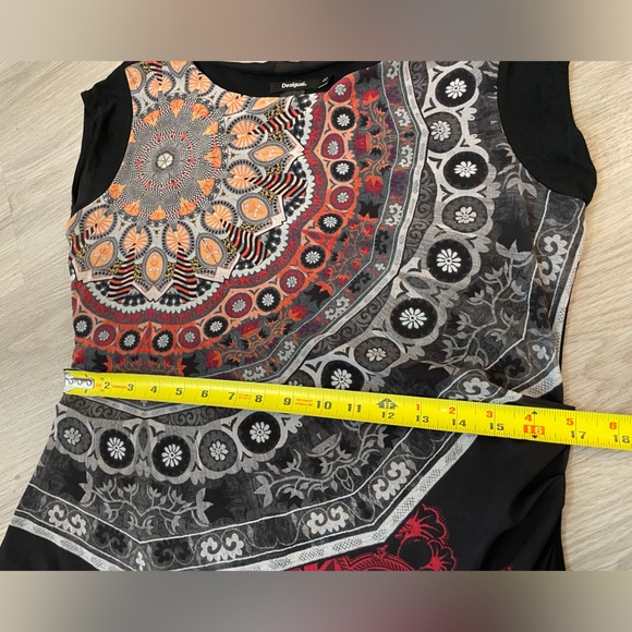 DESIGUAL Cute Black & Red Mandala Print Designer Dress. - Picture 9 of 11